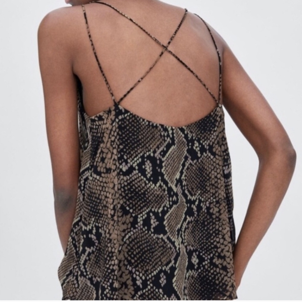 Zara Trf Snake Print Strappy Camisole Tank Top Sz XS NWOT - Picture 2 of 11